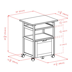 Winsome Wood Piper Work Station, Compact Walnut Desk With Mobility, Pullout Tray & Versatile Storage Solutions Walnut Solid ,Composite Wood 94427-winsome-wood