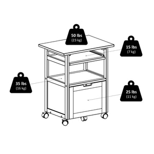 Winsome Wood Piper Work Station, Compact Walnut Desk With Mobility, Pullout Tray & Versatile Storage Solutions Walnut Solid ,Composite Wood 94427-winsome-wood