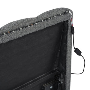 English Elm Teddy Twin Upholstered Platform Bed with Trundle, LED Smart Lighting, Plush Fleece, Sturdy Design Gray SF000055AAE