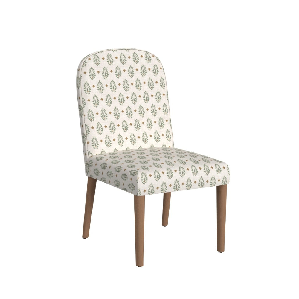 English Elm Aruk Upholstered Dining Chair Set Curved Back Tapered Wood Legs Transitional Style B056P417002