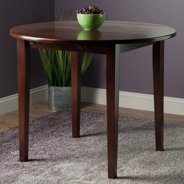 Winsome Wood Clayton Round Drop Leaf Dining Table - Versatile Walnut Design For Space-saving And Style Walnut Solid ,Composite Wood 94436-winsome-wood
