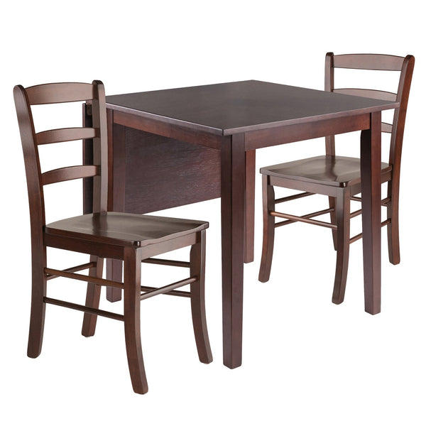 Winsome Wood Perrone 3-piece Versatile Drop Leaf Dining Table Set With Stylish Ladder-back Chairs In Walnut Finish Walnut Solid ,Composite Wood 94437-winsome-wood