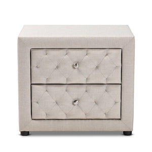 Baxton Studio Baxton Studio Lepine Modern Light Beige Upholstered Nightstand with 2 Soft-Close Drawers & Style BBT3164-Light Beige-NS
