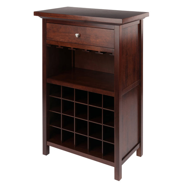 Winsome Wood Chablis Wine Cabinet - Elegant Walnut Finish With Space For 20 Bottles, Glasses & Accessories Walnut Solid ,Composite Wood 94441-winsome-wood