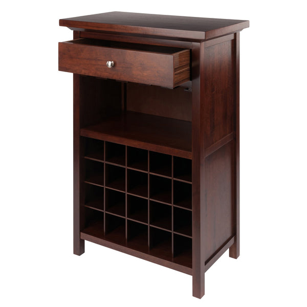 Winsome Wood Chablis Wine Cabinet - Elegant Walnut Finish With Space For 20 Bottles, Glasses & Accessories Walnut Solid ,Composite Wood 94441-winsome-wood