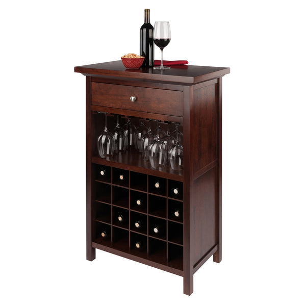 Winsome Wood Chablis Wine Cabinet - Elegant Walnut Finish With Space For 20 Bottles, Glasses & Accessories Walnut Solid ,Composite Wood 94441-winsome-wood