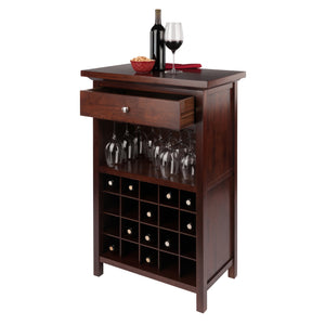 Winsome Wood Chablis Wine Cabinet - Elegant Walnut Finish With Space For 20 Bottles, Glasses & Accessories Walnut Solid ,Composite Wood 94441-winsome-wood