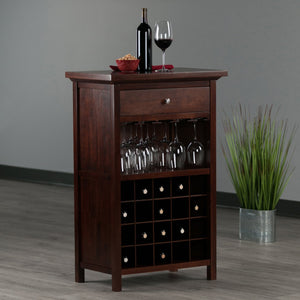 Winsome Wood Chablis Wine Cabinet - Elegant Walnut Finish With Space For 20 Bottles, Glasses & Accessories Walnut Solid ,Composite Wood 94441-winsome-wood