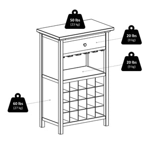 Winsome Wood Chablis Wine Cabinet - Elegant Walnut Finish With Space For 20 Bottles, Glasses & Accessories Walnut Solid ,Composite Wood 94441-winsome-wood