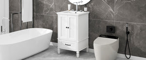 English Elm 20" Modern Bathroom Vanity with Ceramic Sink, MDF Cabinet w/ Drawer & Doors, Magnetic Stopper, Black Handles N725P340025K