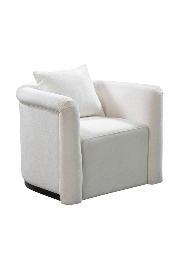 Basset Mirror Kloe Glamorous Swivel Accent Chair In Luxurious Ivory Boucle Fabric With Cozy Pillow - Chic Style! White Wood,Fabric,Foam 9445-lr-805