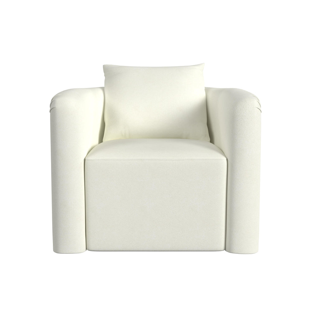 Basset Mirror Kloe Glamorous Swivel Accent Chair In Luxurious Ivory Boucle Fabric With Cozy Pillow - Chic Style! White Wood,Fabric,Foam 9445-lr-805