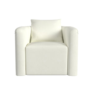 Basset Mirror Kloe Glamorous Swivel Accent Chair In Luxurious Ivory Boucle Fabric With Cozy Pillow - Chic Style! White Wood,Fabric,Foam 9445-lr-805