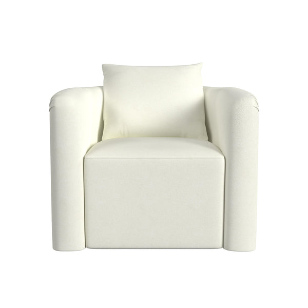Basset Mirror Kloe Glamorous Swivel Accent Chair In Luxurious Ivory Boucle Fabric With Cozy Pillow - Chic Style! White Wood,Fabric,Foam 9445-lr-805