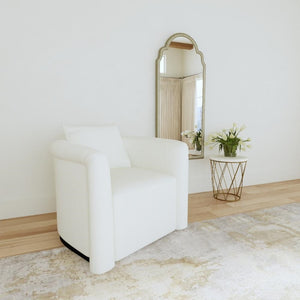 Basset Mirror Kloe Glamorous Swivel Accent Chair In Luxurious Ivory Boucle Fabric With Cozy Pillow - Chic Style! White Wood,Fabric,Foam 9445-lr-805