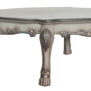 English Elm Dresden Vintage Bone White Resin Coffee Table with Two Felt-Lined Drawers and Scalloped Floral Trim Ivory 59 L x 50 W x 8 H B2726P281469