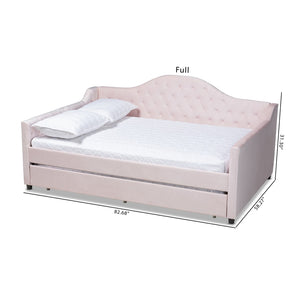Baxton Studio Baxton Studio Perry Light Pink Velvet Daybed with Trundle - Modern, Elegant Design for Comfort & Style CF8940-Light Pink-Daybed-F/T