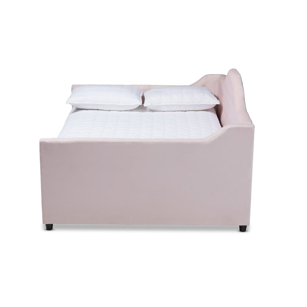 Baxton Studio Baxton Studio Perry Light Pink Velvet Daybed with Trundle - Modern, Elegant Design for Comfort & Style CF8940-Light Pink-Daybed-F/T