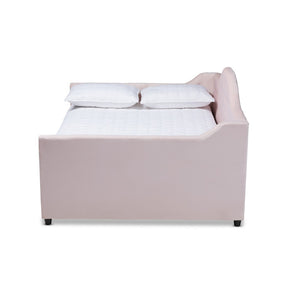 Baxton Studio Baxton Studio Perry Light Pink Velvet Daybed with Trundle - Modern, Elegant Design for Comfort & Style CF8940-Light Pink-Daybed-F/T