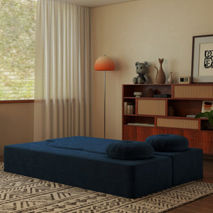 English Elm Folding Foam Futon Sofa Sleeper Twin Size Floor Lounger for Guest or Studio Use Blue W2353P386232