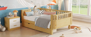 English Elm Twin Kids Platform Bed Teddy Fabric Upholstered with Bunny Cushions and Safety Rails W2593P395956