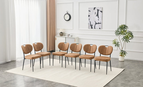 English Elm Dark Oil Waxed Faux Leather Dining Chair Set with Diamond Tufted High Back Metal Legs W3493P449264