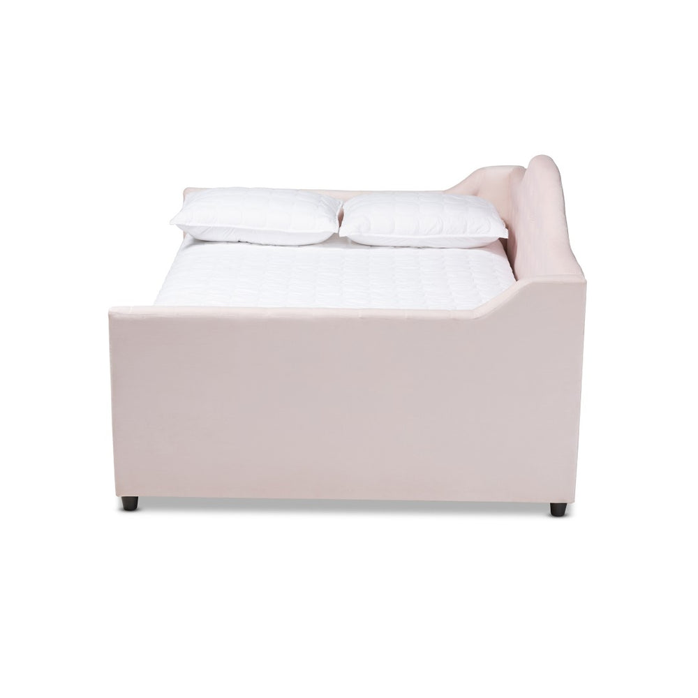 Baxton Studio Baxton Studio Perry Light Pink Velvet Queen Daybed - Modern Button-Tufted Design for Chic Spaces CF8940-Light Pink-Daybed-Q
