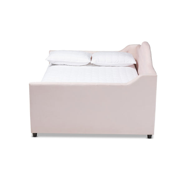 Baxton Studio Baxton Studio Perry Light Pink Velvet Queen Daybed - Modern Button-Tufted Design for Chic Spaces CF8940-Light Pink-Daybed-Q