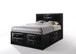 English Elm Ireland Storage Platform Bed Bookcase Headboard Eight Drawers Bedroom Organizer Black B2726S00585