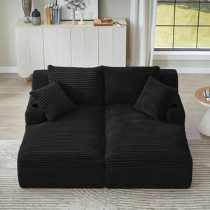English Elm Compressible Corduroy Sleeper Loveseat with Cupholders Ready in 72 Hours No Assembly Black W2339P411858
