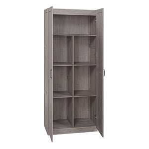 English Elm Hopkins 30" Gray Storage Cabinet with 7 Shelves, Soft-Close Doors, Geometric Design & Handles B365P397852
