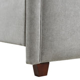 English Elm Carmen King Upholstered Wingback Panel Bed Frame, Silver Grey Polyester