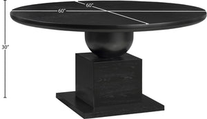 Meridian Furniture Rishal Square Dining Table with Sculptural Geometric Base Seats Six for Modern Interiors Black 944Black-T