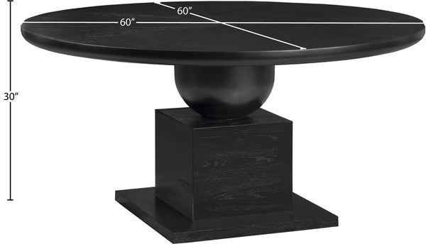 Meridian Furniture Rishal Square Dining Table with Sculptural Geometric Base Seats Six for Modern Interiors Black 944Black-T