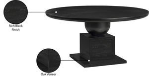 Meridian Furniture Rishal Square Dining Table with Sculptural Geometric Base Seats Six for Modern Interiors Black 944Black-T