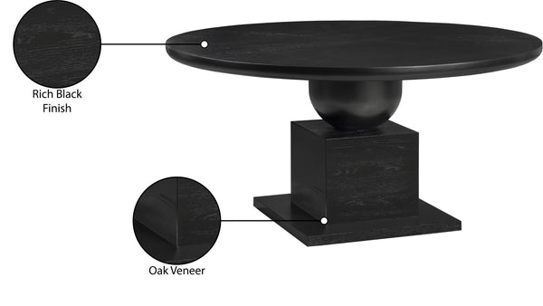 Meridian Furniture Rishal Square Dining Table with Sculptural Geometric Base Seats Six for Modern Interiors Black 944Black-T