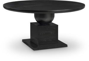 Meridian Furniture Rishal Square Dining Table with Sculptural Geometric Base Seats Six for Modern Interiors Black 944Black-T