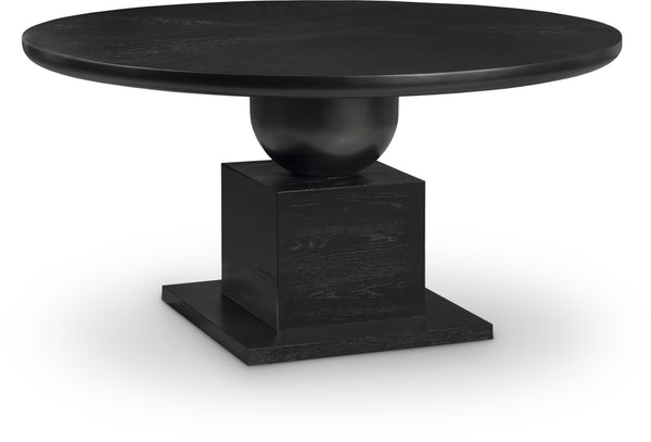 Meridian Furniture Rishal Square Dining Table with Sculptural Geometric Base Seats Six for Modern Interiors Black 944Black-T