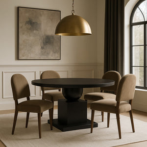 Meridian Furniture Rishal Square Dining Table with Sculptural Geometric Base Seats Six for Modern Interiors Black 944Black-T