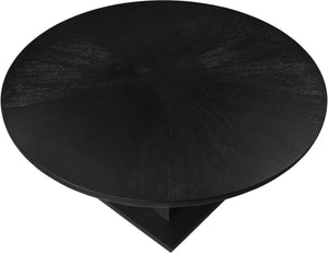 Meridian Furniture Rishal Square Dining Table with Sculptural Geometric Base Seats Six for Modern Interiors Black 944Black-T