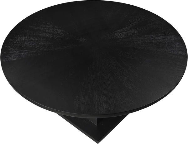 Meridian Furniture Rishal Square Dining Table with Sculptural Geometric Base Seats Six for Modern Interiors Black 944Black-T
