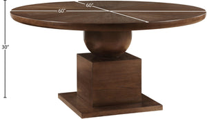Meridian Furniture Rishal Square Dining Table with Sculptural Geometric Base Seats Six for Modern Interiors Brown 944Brown-T