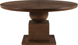Meridian Furniture Rishal Square Dining Table with Sculptural Geometric Base Seats Six for Modern Interiors Brown 944Brown-T