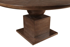 Meridian Furniture Rishal Square Dining Table with Sculptural Geometric Base Seats Six for Modern Interiors Brown 944Brown-T