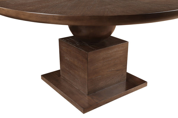 Meridian Furniture Rishal Square Dining Table with Sculptural Geometric Base Seats Six for Modern Interiors Brown 944Brown-T