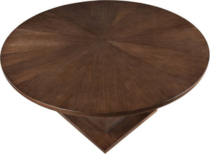 Meridian Furniture Rishal Square Dining Table with Sculptural Geometric Base Seats Six for Modern Interiors Brown 944Brown-T
