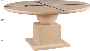 Meridian Furniture Rishal Square Dining Table with Sculptural Geometric Base Seats Six for Modern Interiors Natural 944Natural-T