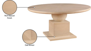 Meridian Furniture Rishal Square Dining Table with Sculptural Geometric Base Seats Six for Modern Interiors Natural 944Natural-T