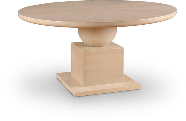 Meridian Furniture Rishal Square Dining Table with Sculptural Geometric Base Seats Six for Modern Interiors Natural 944Natural-T
