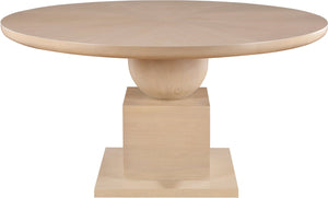 Meridian Furniture Rishal Square Dining Table with Sculptural Geometric Base Seats Six for Modern Interiors Natural 944Natural-T